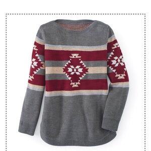 Back in the Saddle Southwest Aztec Santa Fe split rail tunic sweater 3X